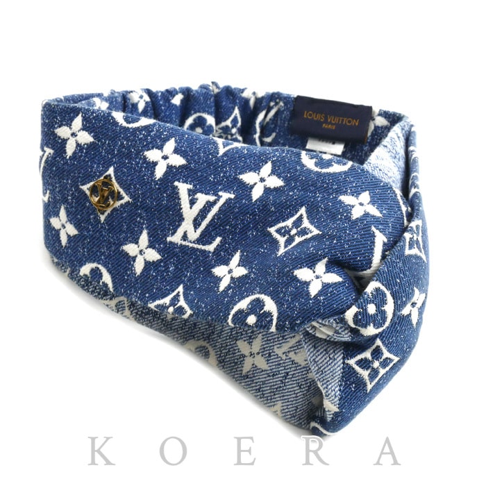 LOUIS VUITTON ルイ・ヴィトン コットンデニム クロスヘアバンド  ヘアアクセサリー M77470 CC1221 レディース【中古】【美品】