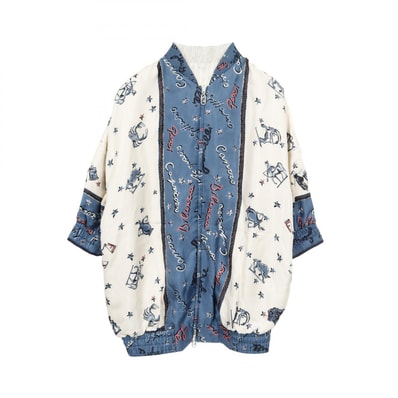 フェンディ FENDI ASTROLOGY MOTIF リバーシブルブルゾン ブルゾン 衣料品 アウター シルク レディース ホワイト系 / ブルー系 / マルチカラー - 【中古】