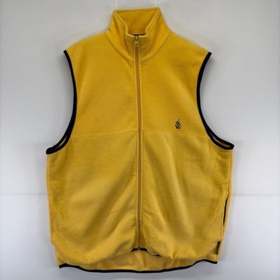 古着 90's/90年代 ノーティカ NAUTICA USA製 フリース ベスト フルジップ ワンポイント ロゴ 大きいサイズ 2XL イエロー メンズ