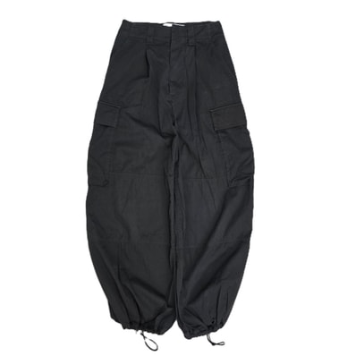 【値下げ】 LOEWE ロエベ ロゴ トラウザーズ カーゴパンツ S540Y04XKU 32 コットン シルク ブラック レディース【中古】