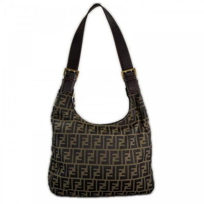 FENDI フェンディ ショルダーバッグ ズッカ ワンショルダー キャンバス ブラウン 茶 ゴールド金具 レディース【中古品】