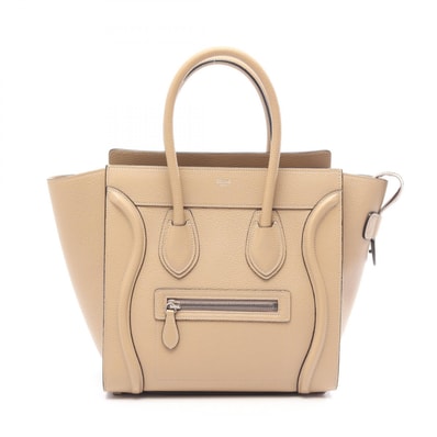 セリーヌ CELINE ラゲージ マイクロ ショッパー ハンドバッグ バッグ レザー レディース ベージュ系 【中古】