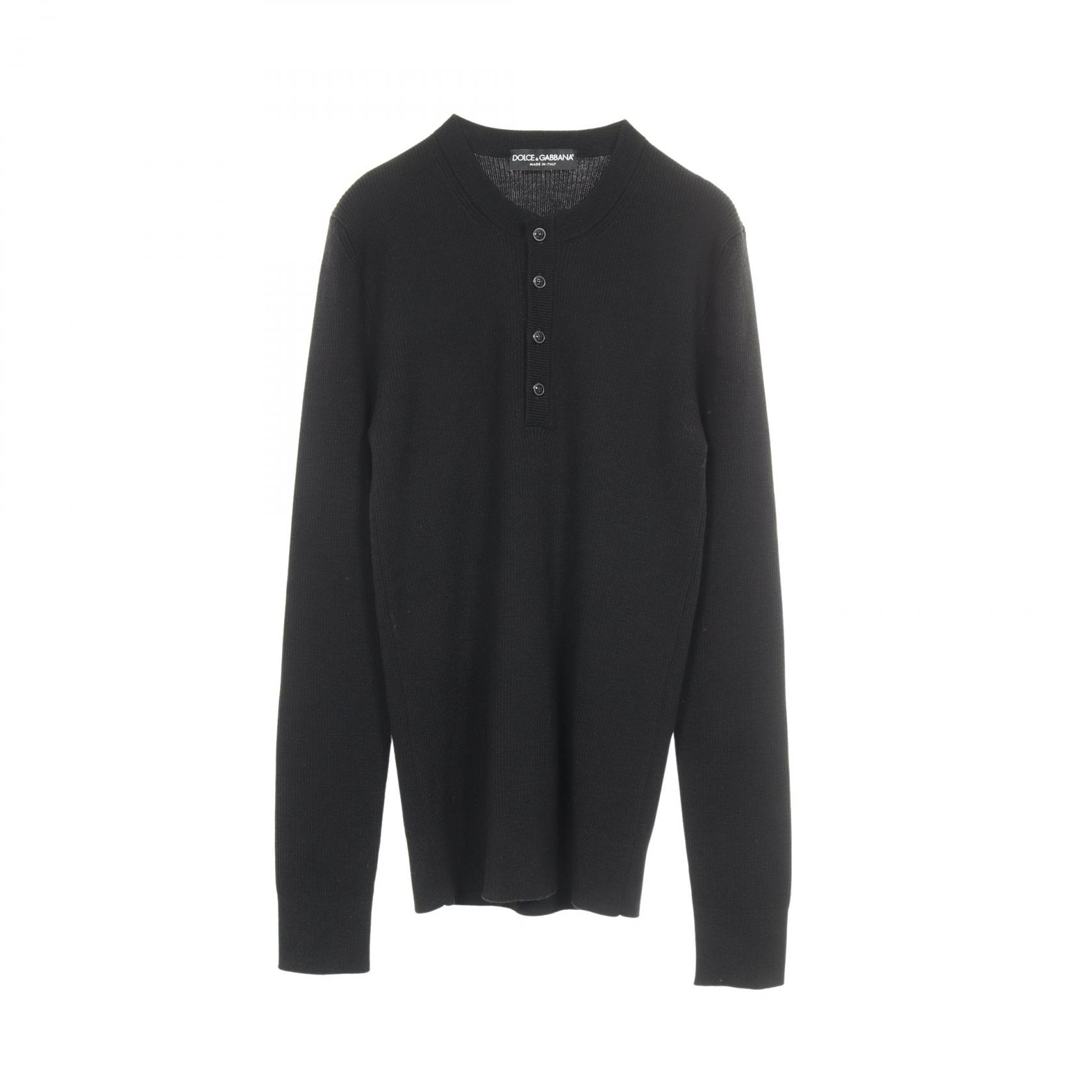ドルチェアンドガッバーナ DOLCE & GABBANA ヘンリーネック ニット 衣料品 トップス ウール メンズ ブラック系 GP504K 【中古】