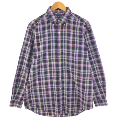 古着 ラルフローレン Ralph Lauren CLASSIC FIT 長袖 ボタンダウンチェックシャツ メンズM相当/eaa521369