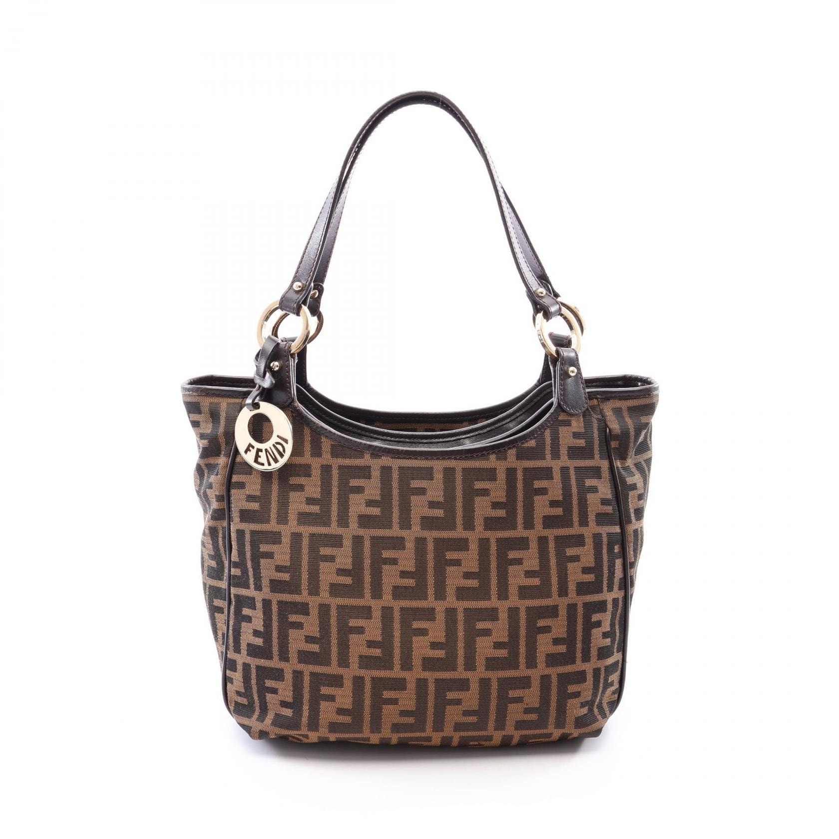 フェンディ FENDI ズッカ ショルダーバッグ バッグ キャンバス レザー レディース ブラウン系 8BH156 【中古】
