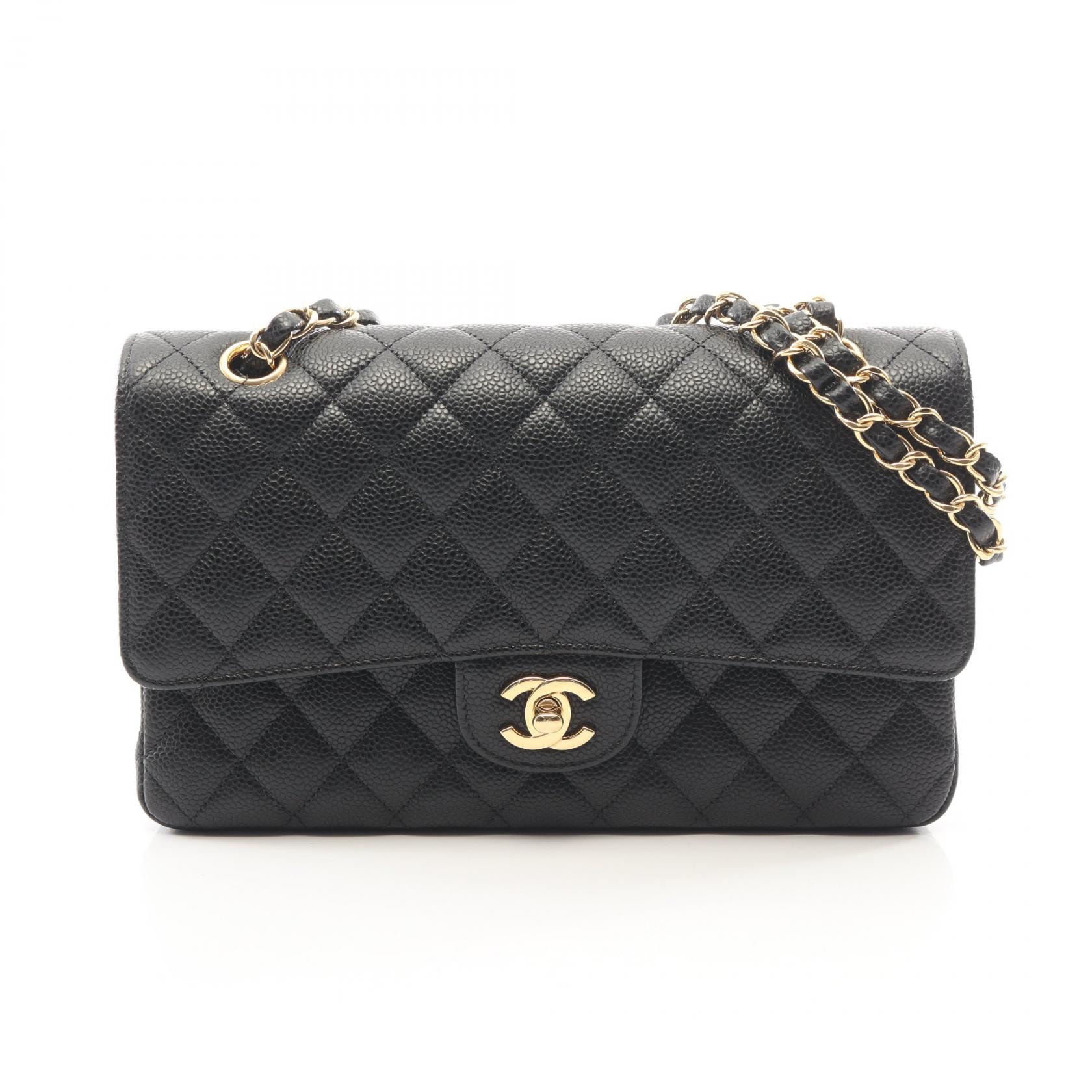 シャネル CHANEL マトラッセ Wフラップ ショルダーバッグ バッグ キャビアスキン(グレインドカーフ) レディース ブラック系 【中古】