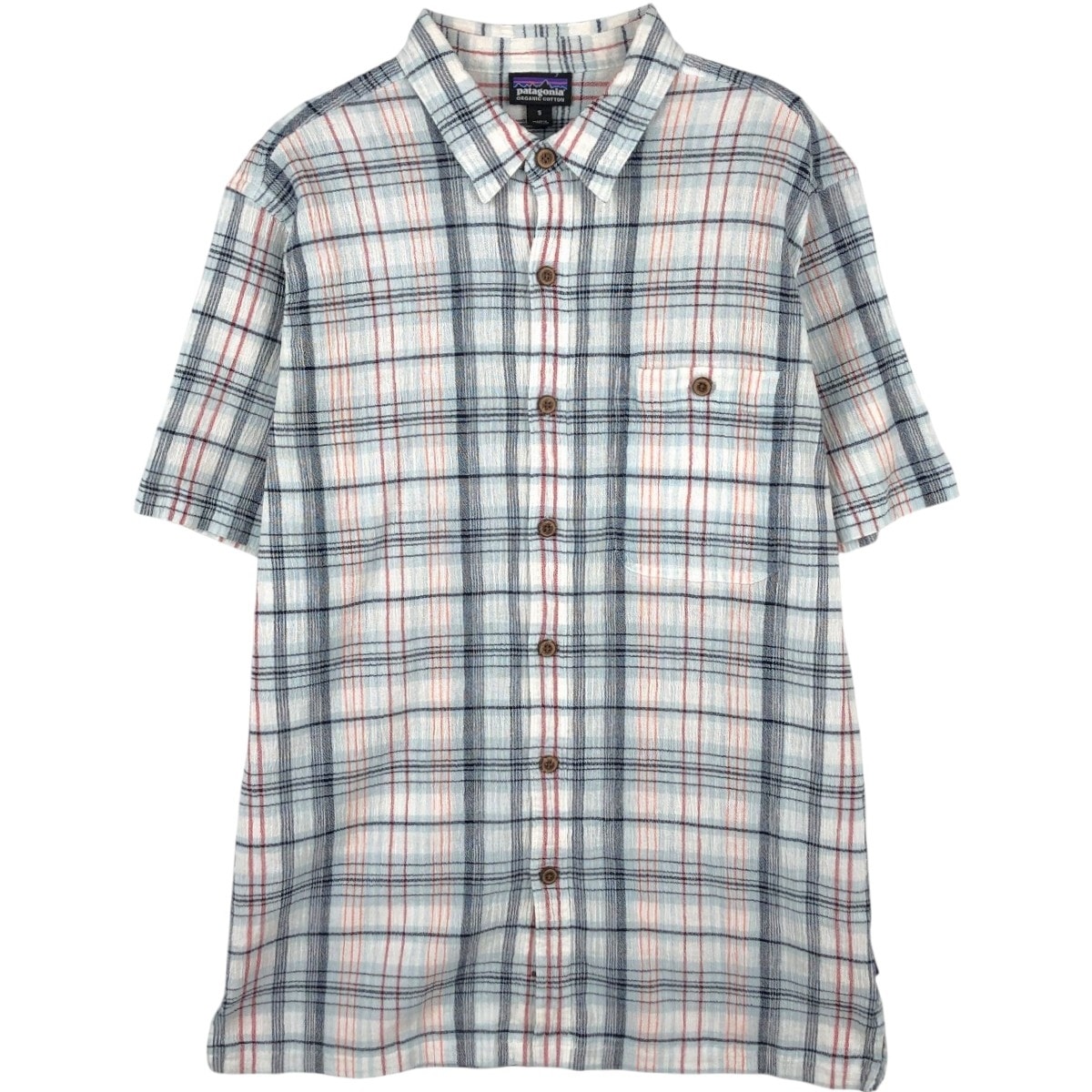 古着 パタゴニア Patagonia 52921SP16 A/Cシャツ 楊柳クレープ チェック柄 半袖 ポリシャツ ボックスシャツ メンズS相当/eaa670002