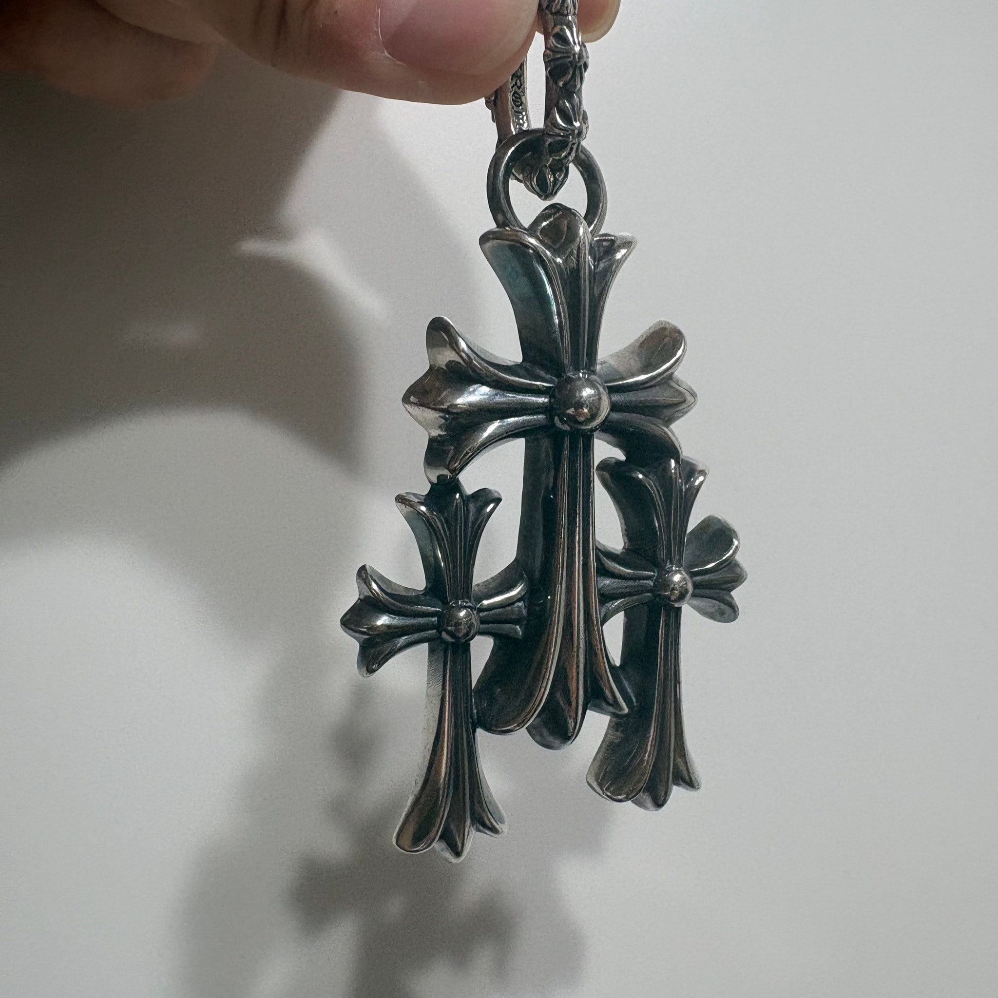 Chrome Hearts Large Triple CH Cross Pendant Top "Silver"