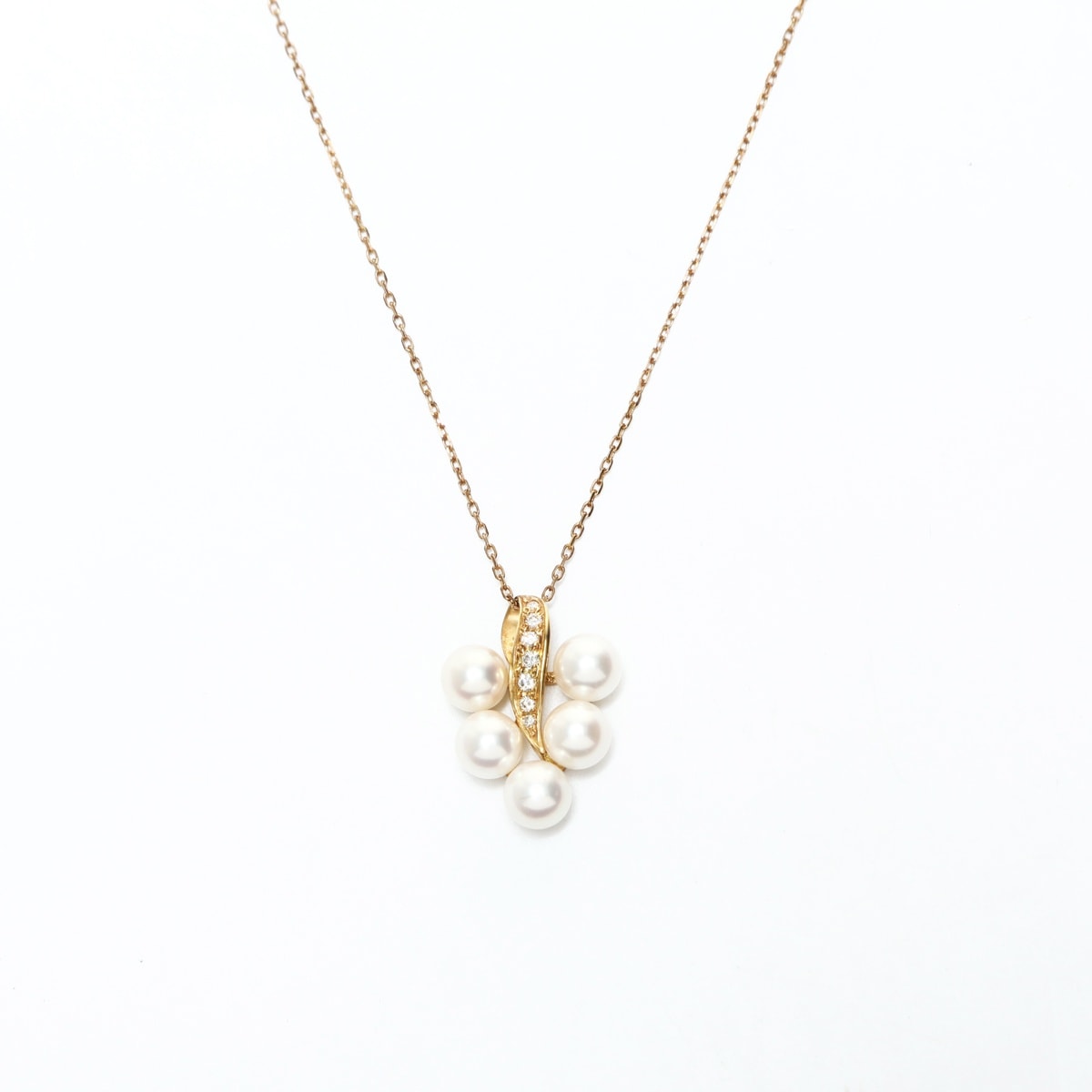 【最終値下げ】  MIKIMOTO ミキモト K18YG パール 約6-7mm ダイアモンド ネックレス【中古】