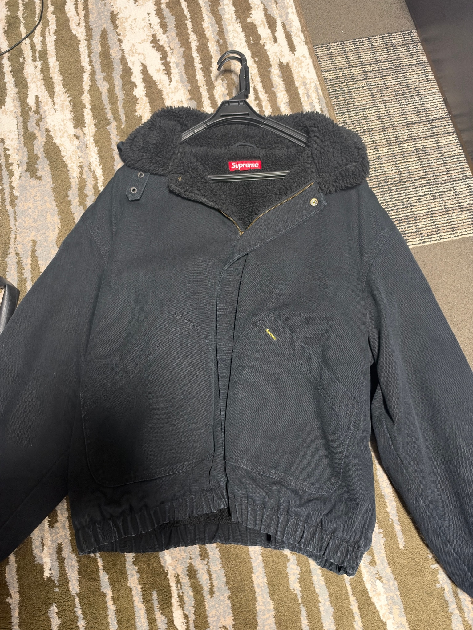 Supreme Faux Shearling Lined Bomber Jacket "Black"