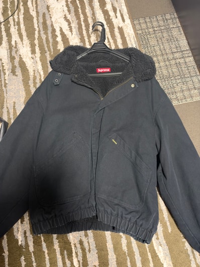 Supreme Faux Shearling Lined Bomber Jacket "Black"