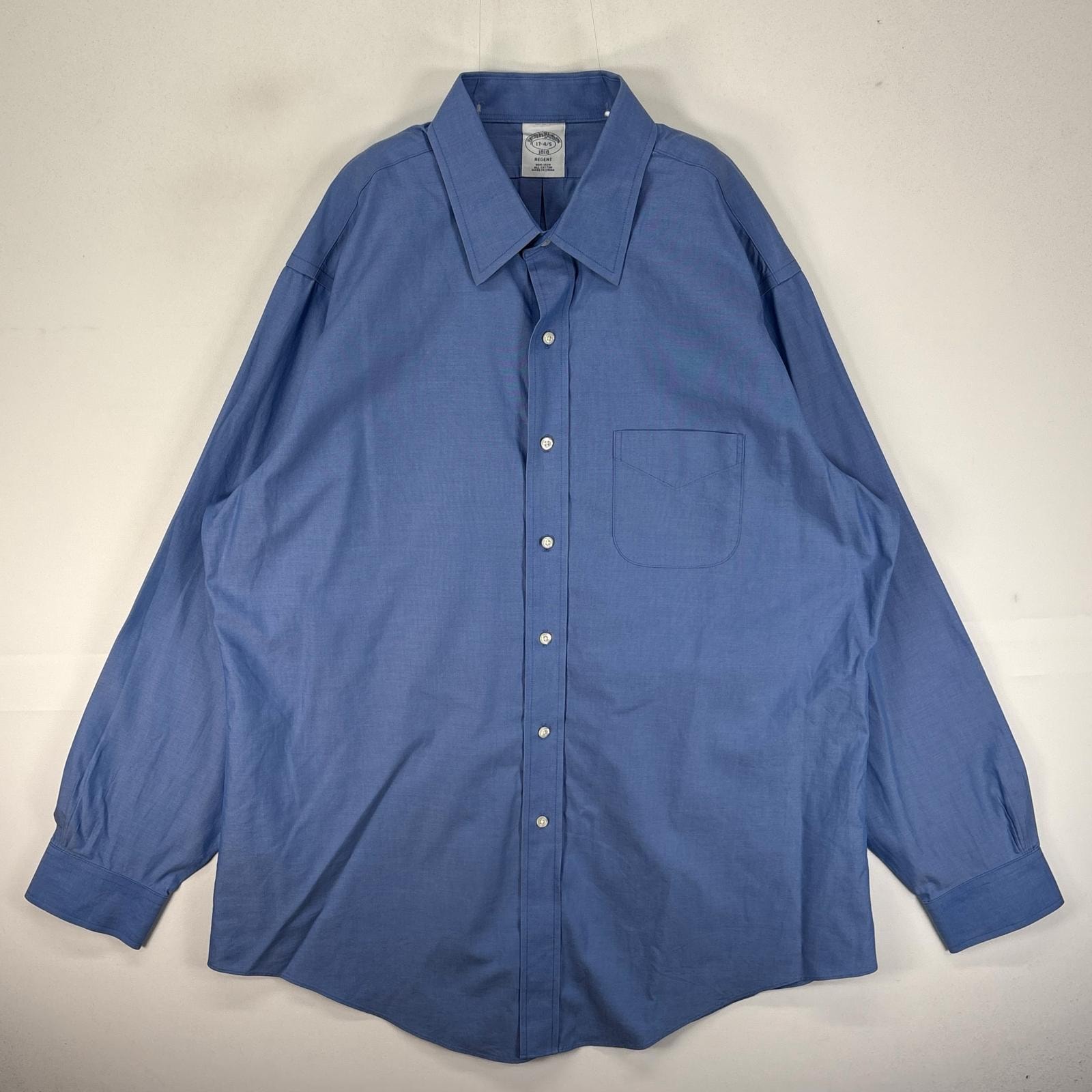 古着 ブルックスブラザーズ Brooks Brothers 長袖シャツ 胸ポケット XL  ブルー系 無地 メンズ