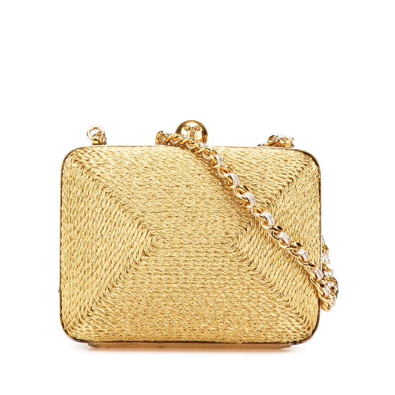 シャネル ココマーク がま口 チェーン ショルダーバッグ ゴールド グリッターキャンバス レディース CHANEL 【中古】