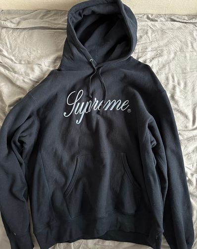 Supreme Raised Script Hooded Sweatshirt "Navy"