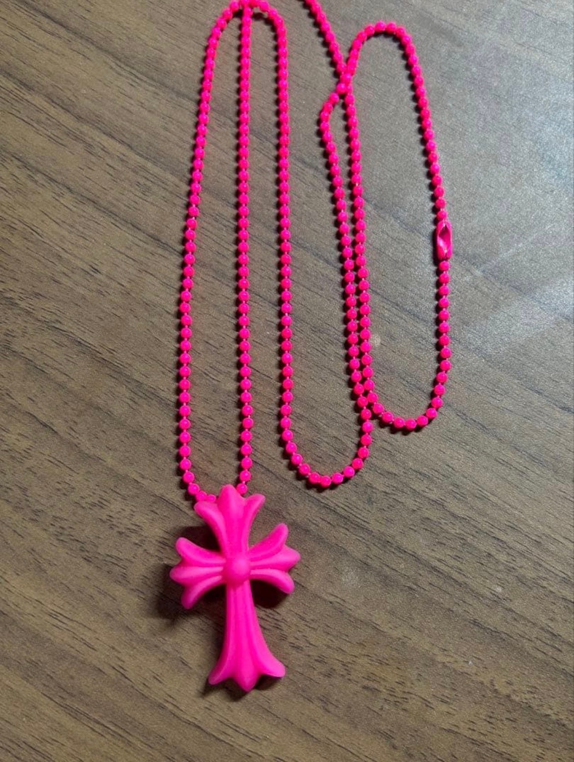 Chrome Hearts Rubber Small CH Cross Silicon Necklace Top Aoyama 20th Anniversary "Pink"