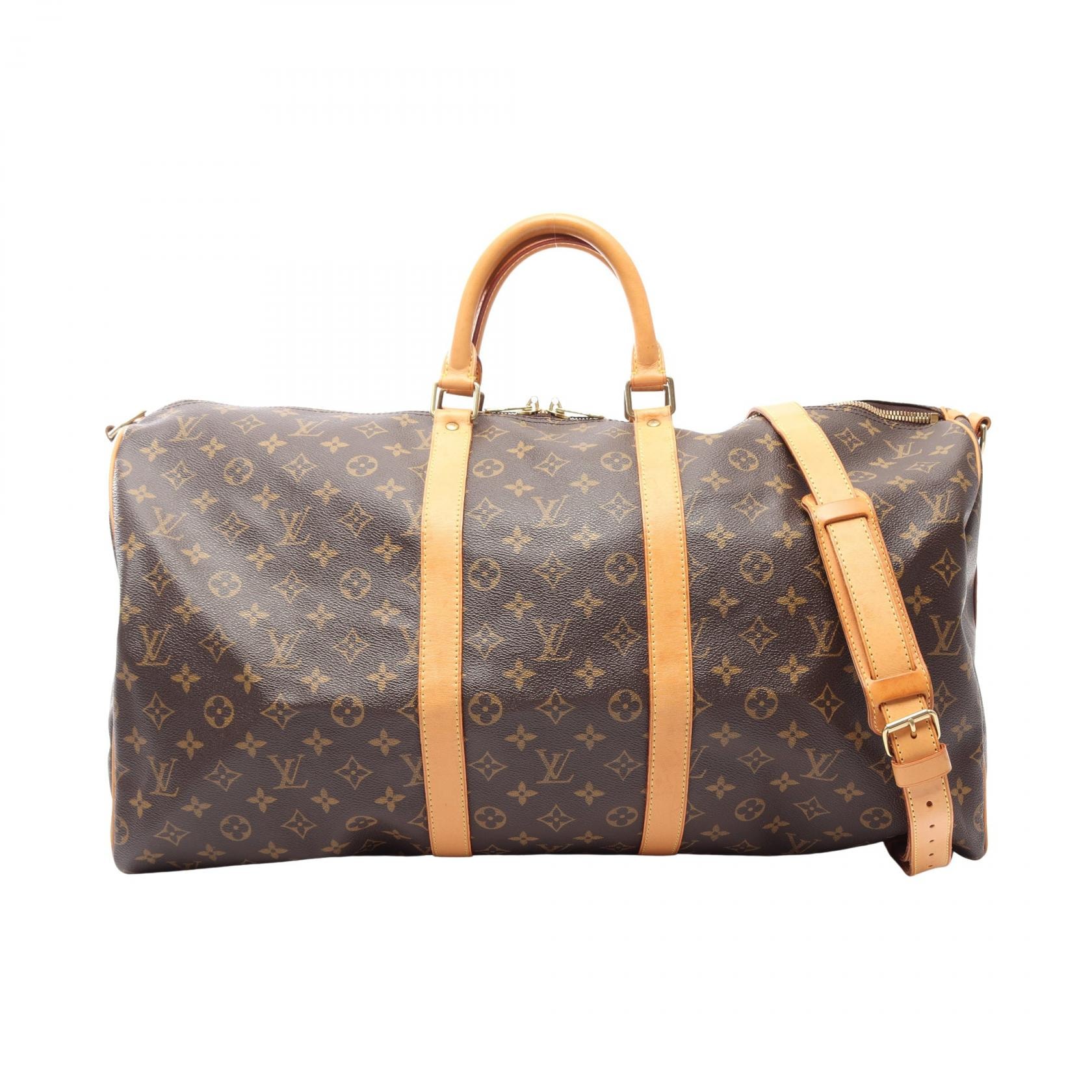 ルイ・ヴィトン LOUIS VUITTON キーポル バンドリエール55 モノグラム 2WAY ボストンバッグ バッグ PVCコーティングキャンバス レザー メンズ レディース ブラウン系 M41414 【中古】