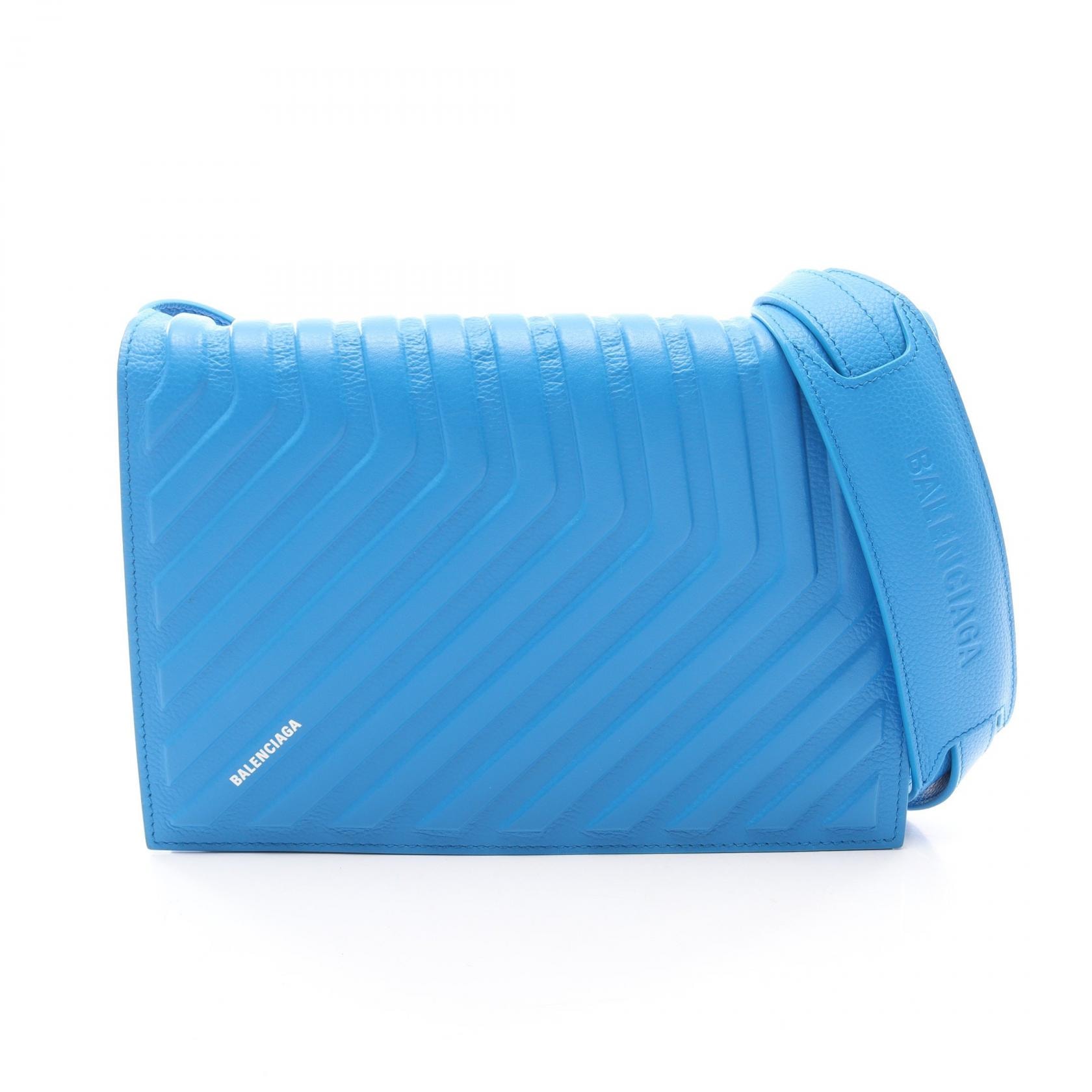 バレンシアガ BALENCIAGA CAR FLAP BAG ショルダーバッグ バッグ レザー メンズ ブルー系 679465 【中古】