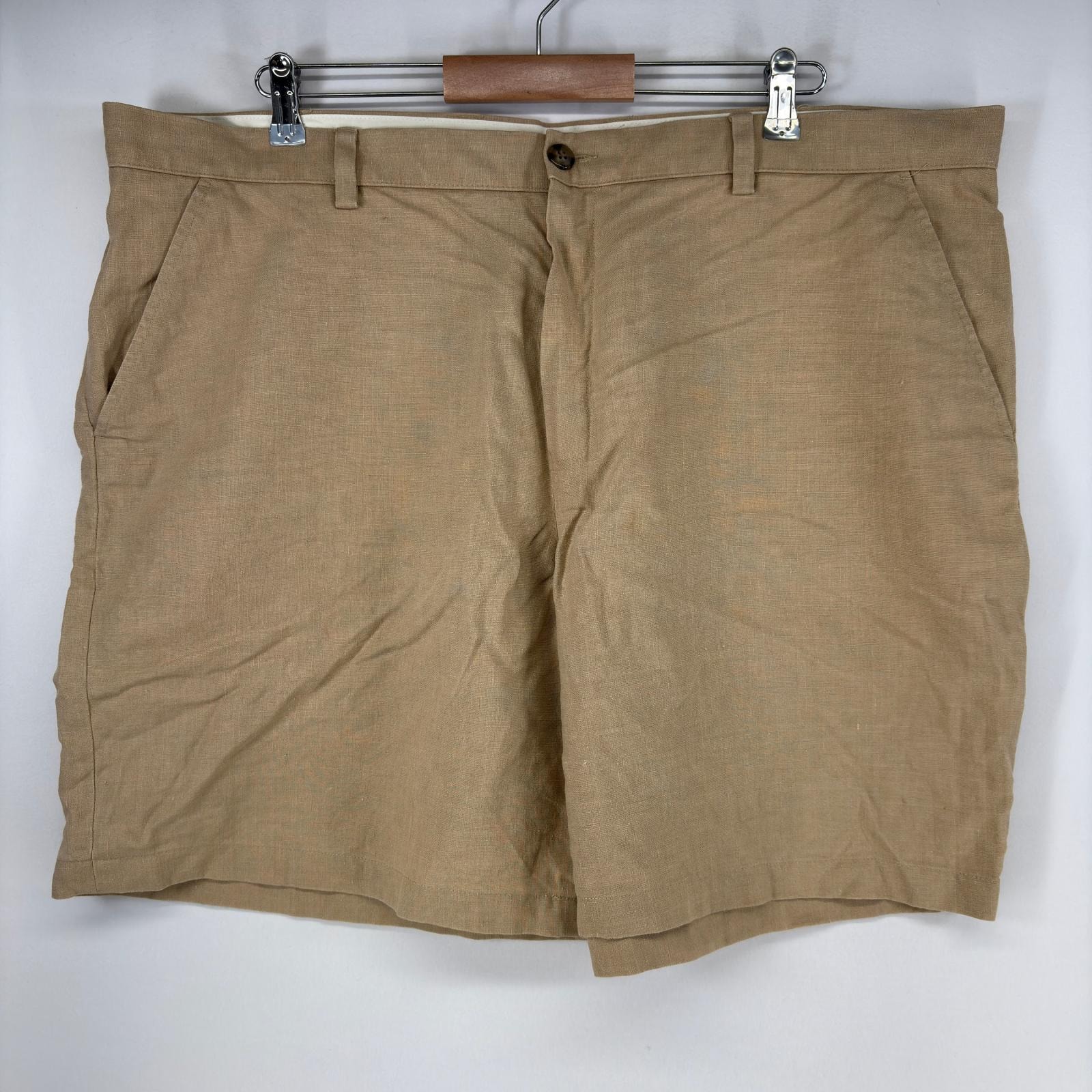 古着 エルエルビーン L.L.Bean ショートパンツ ジップ リネン ハーフパンツ ジップ 大きいサイズ w44 ベージュ メンズ