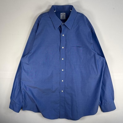 古着 ブルックスブラザーズ Brooks Brothers 長袖シャツ CLASSIC 胸ポケ XL ブルー系 無地 メンズ