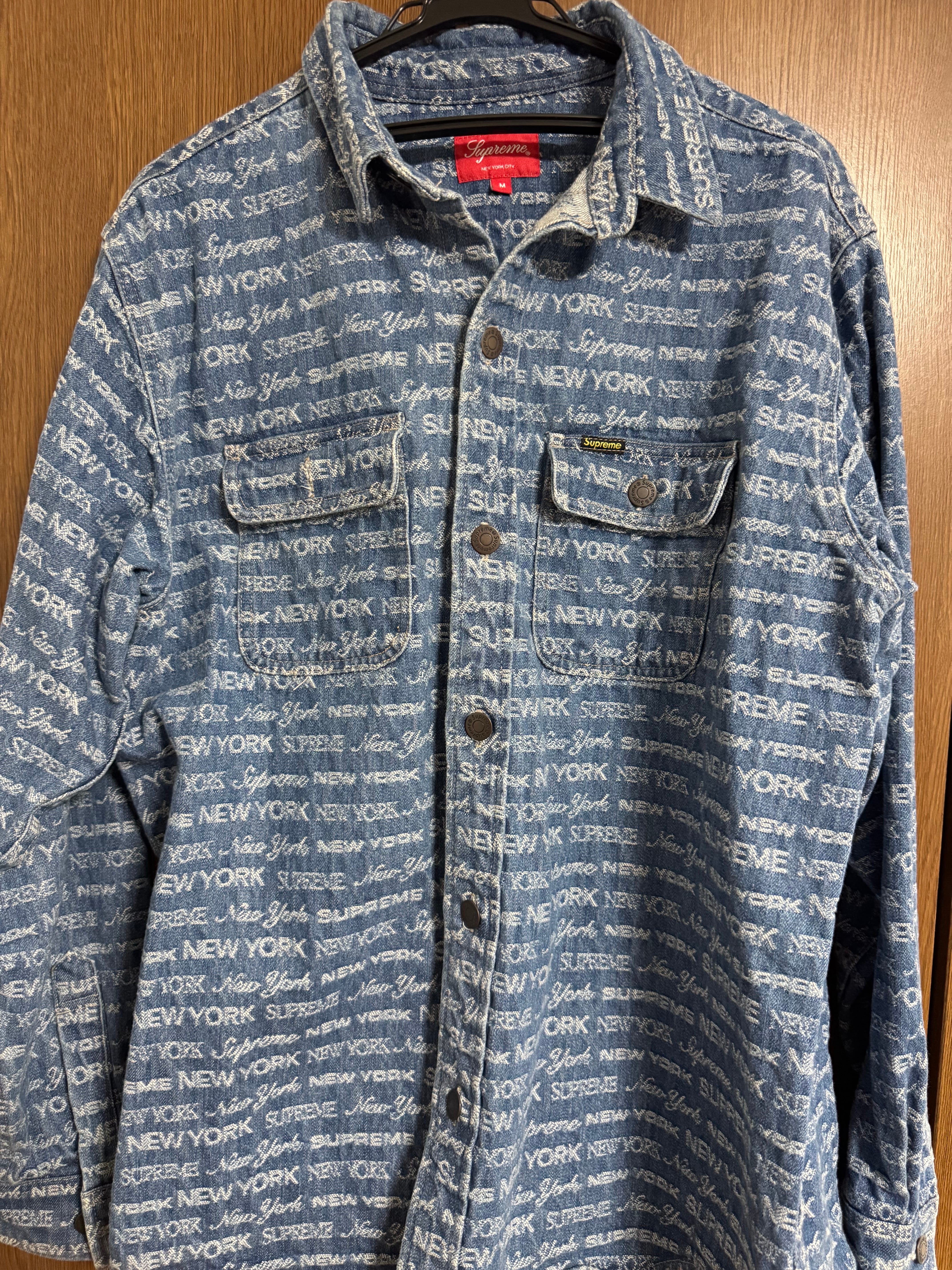 Supreme Multi Type Jacquard Denim Shirt "Blue"