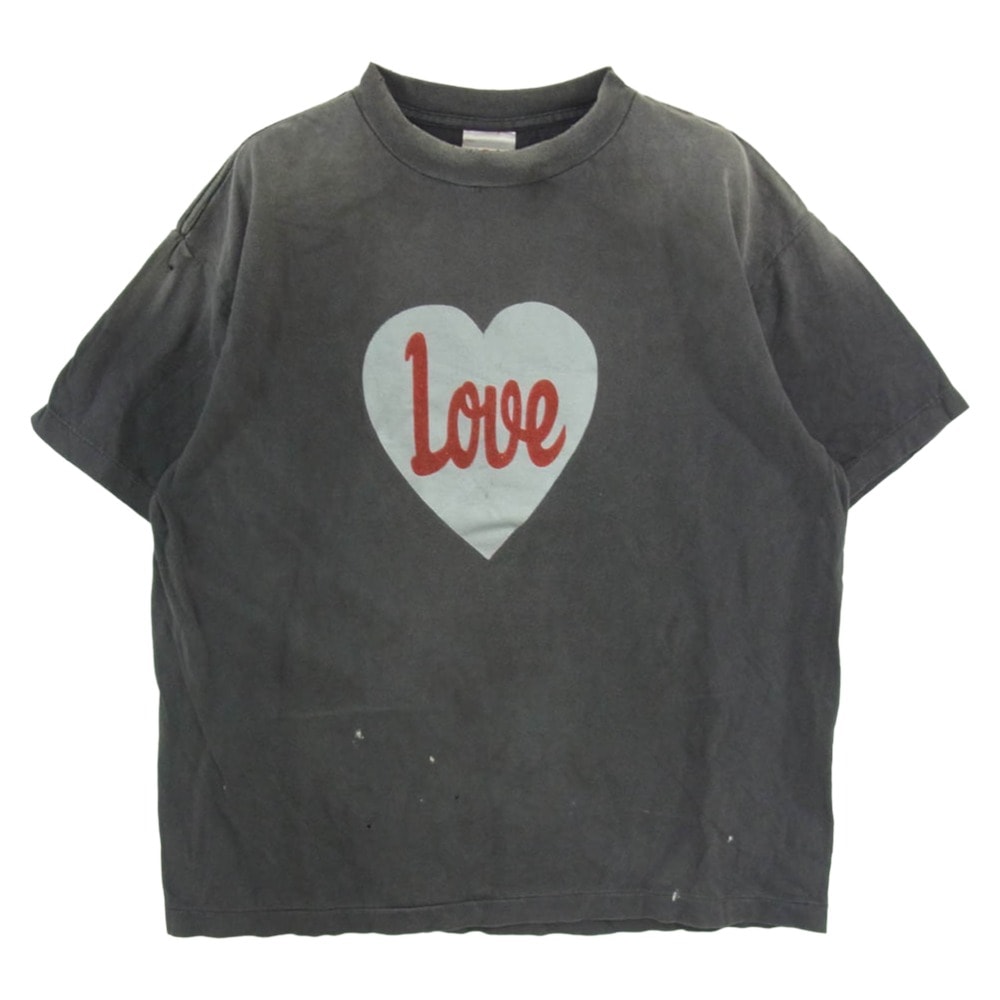 SAINT MICHAEL セントマイケル SM-HR8-0000-001 HEART LOVE SS TEE ハート ラブ プリント クルーネック カットソー Tシャツ チャコール系 M【中古】