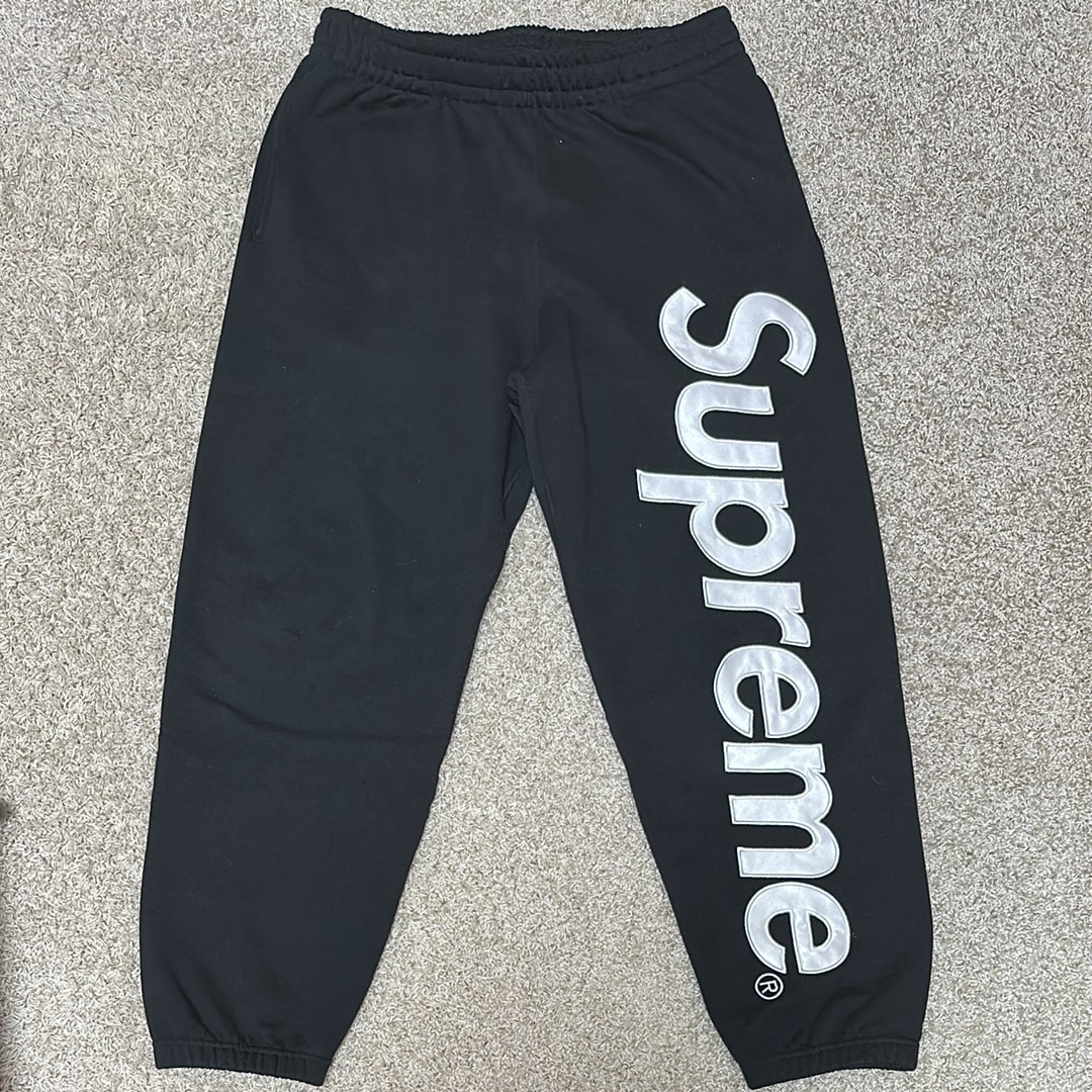 Supreme Satin Applique Sweatpant (25FW) "Black"