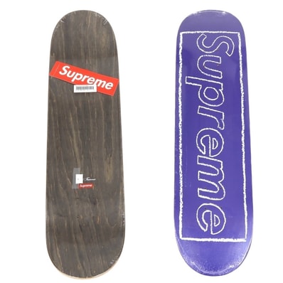 【中古】シュプリーム Supreme 2021年春夏 KAWS Chalk Logo Skateboard スケートボード デッキ スケボー バイオレット【サイズ8.375×32.125】【メンズ】