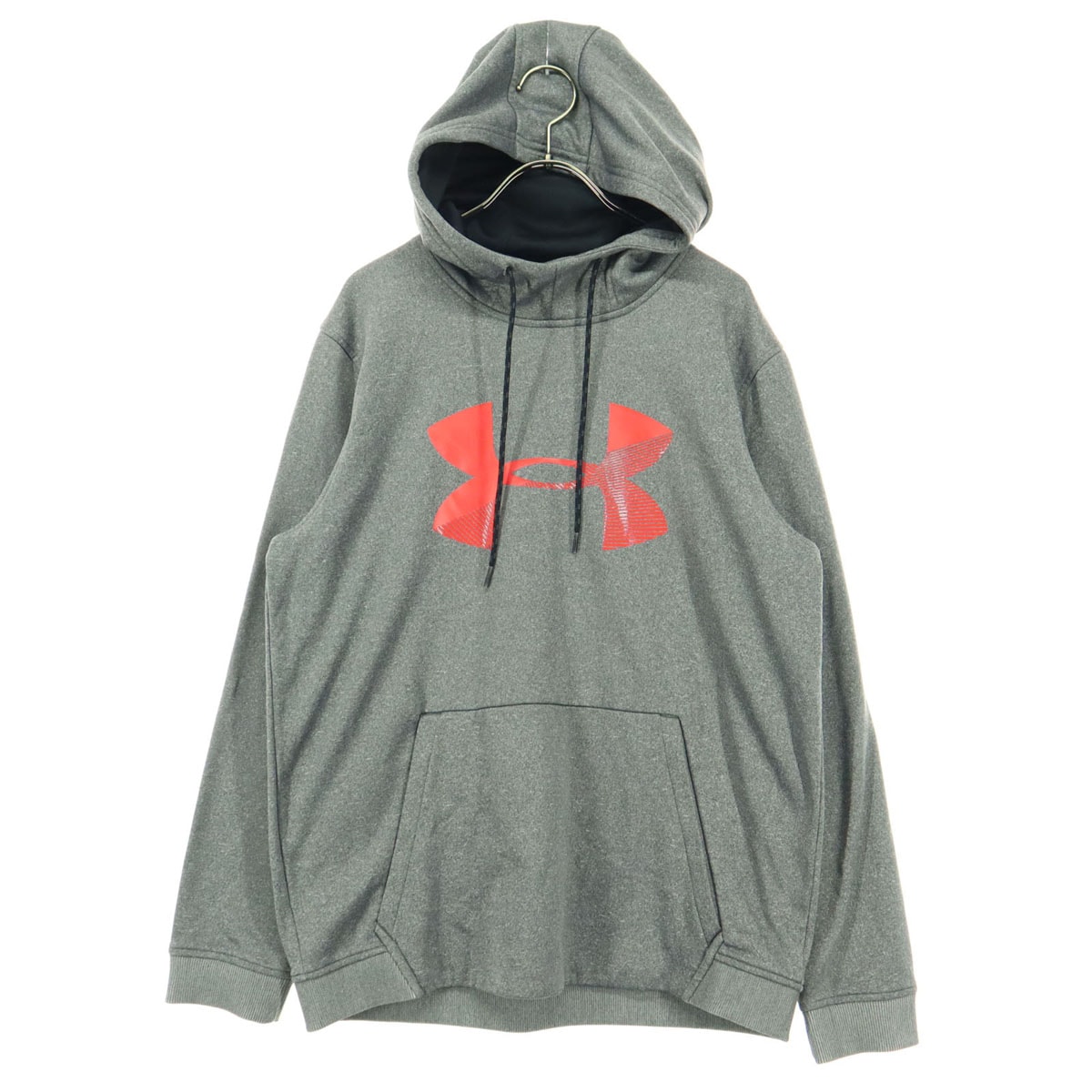 美品 UNDER ARMOUR アンダーアーマー 裏起毛 プリント 長袖 パーカー LG グレー