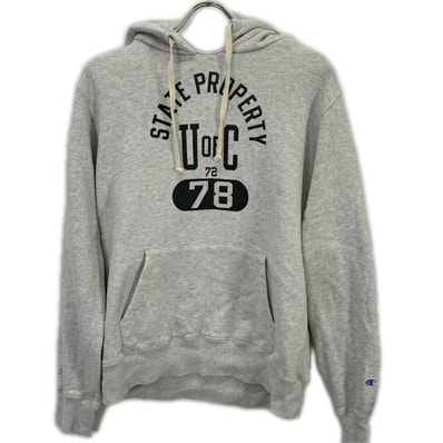 チャンピオン グレー 復刻ランタグ カレッジロゴ 後付けフード パーカー L