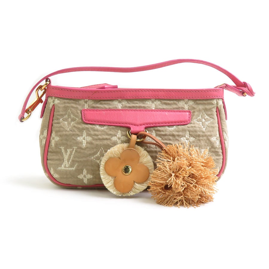 ルイ ヴィトン LOUIS VUITTON アクセサリーポーチ ハンドバッグ モノグラム サビア ポシェット アクセソワール キャンバス/レザー ベージュ/ピンク レディース M93069【中古】 h32065a