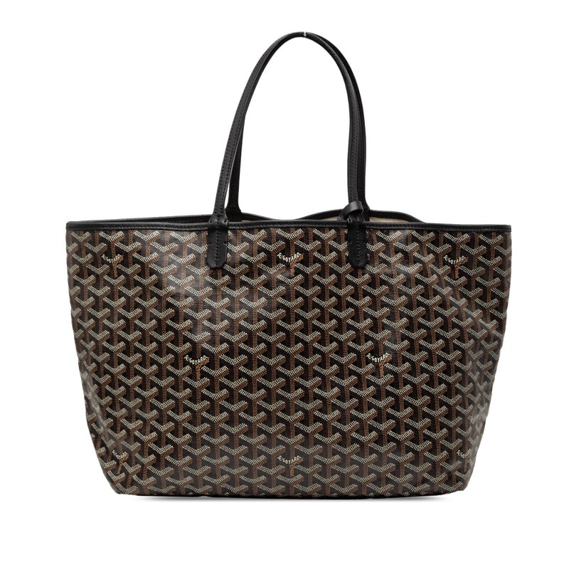 ゴヤール サンルイPM トートバッグ ブラック PVC レザー レディース GOYARD 【中古】
