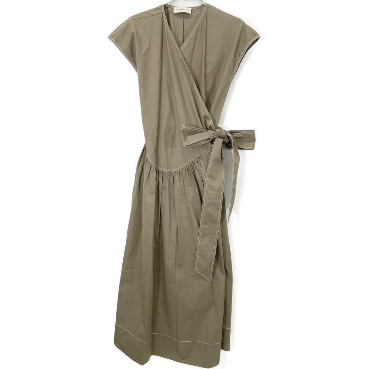 トリーバーチ ｶｰｷ ﾉｰｽﾘｰﾌﾞﾍﾞﾙﾄ ﾗｯﾌﾟｷﾞｬｻﾞｰﾄﾞﾚｽﾜﾝﾋﾟｰｽ 0