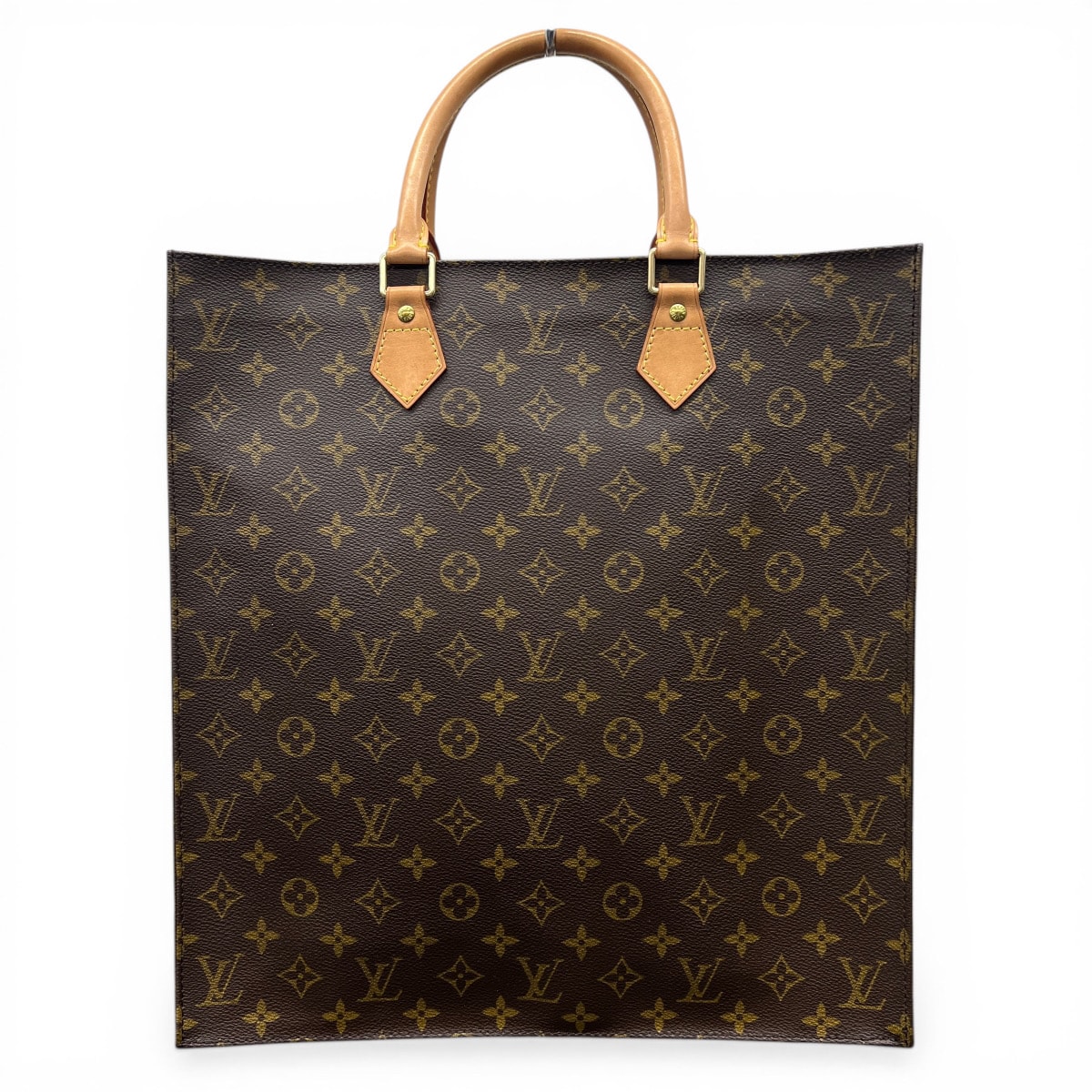 LOUIS VUITTON 極美品 ルイヴィトン サックプラ モノグラム トートバッグ M51140 PVC ヌメ革 レザー MI0032 ブラウン ベージュ ビジネスバッグ ハンドバッグ ヴィンテージ LV ヴィトン Aランク 中古 鑑定済 ヴィトンバッグ