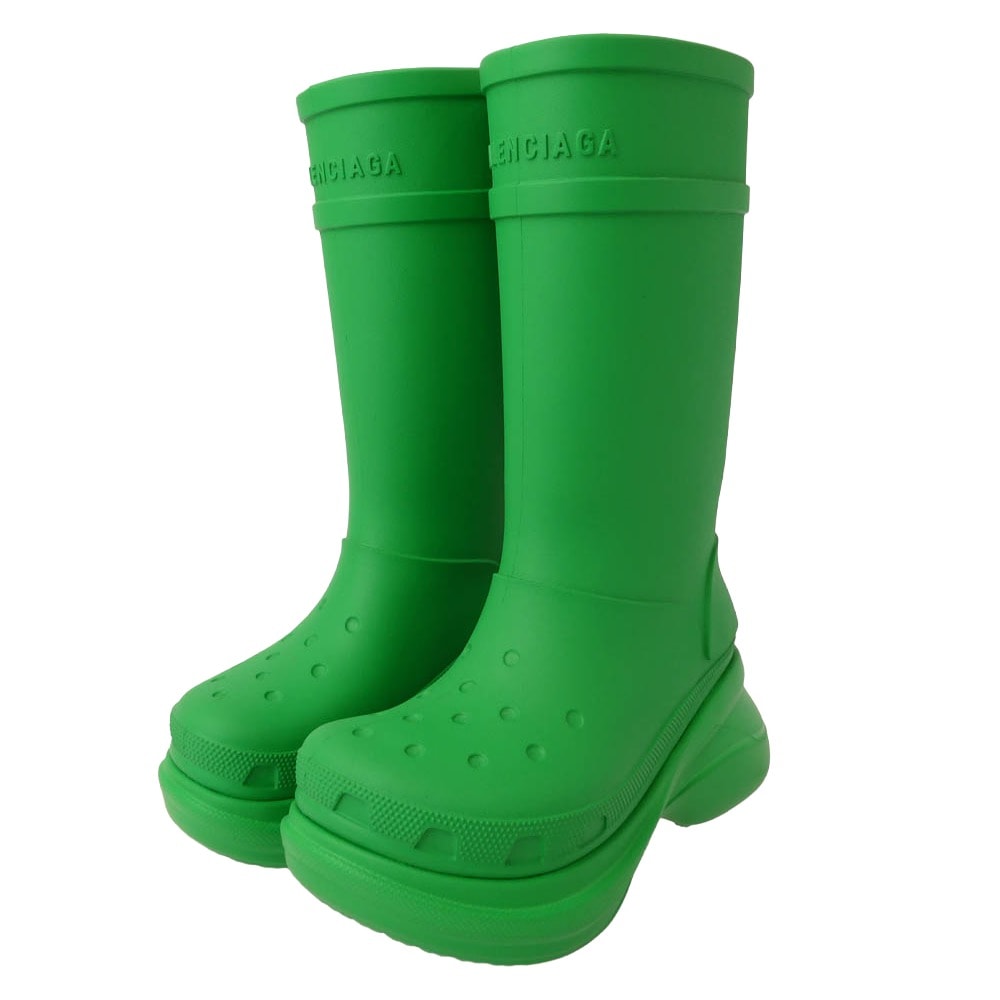 BALENCIAGA バレンシアガ ブーツ 411457 Crocs Boot Green クロックス ラバー ブーツ グリーン系 36【極上美品】【中古】