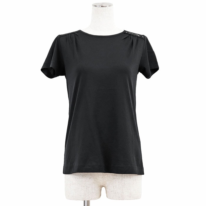 【美品】 ドルチェアンドガッバーナ レース コンビネーション カットソー カットソー レディース ブラック 36 DOLCE&GABBANA