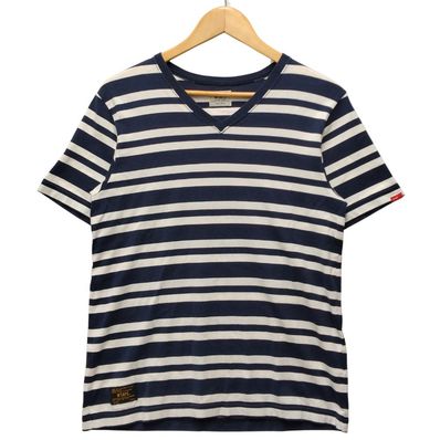 WTAPS ダブルタップス 15SS VASQUE S/S-V TEE COTTON ボーダー 半袖Tシャツ ネイビー×ホワイト サイズS B2881