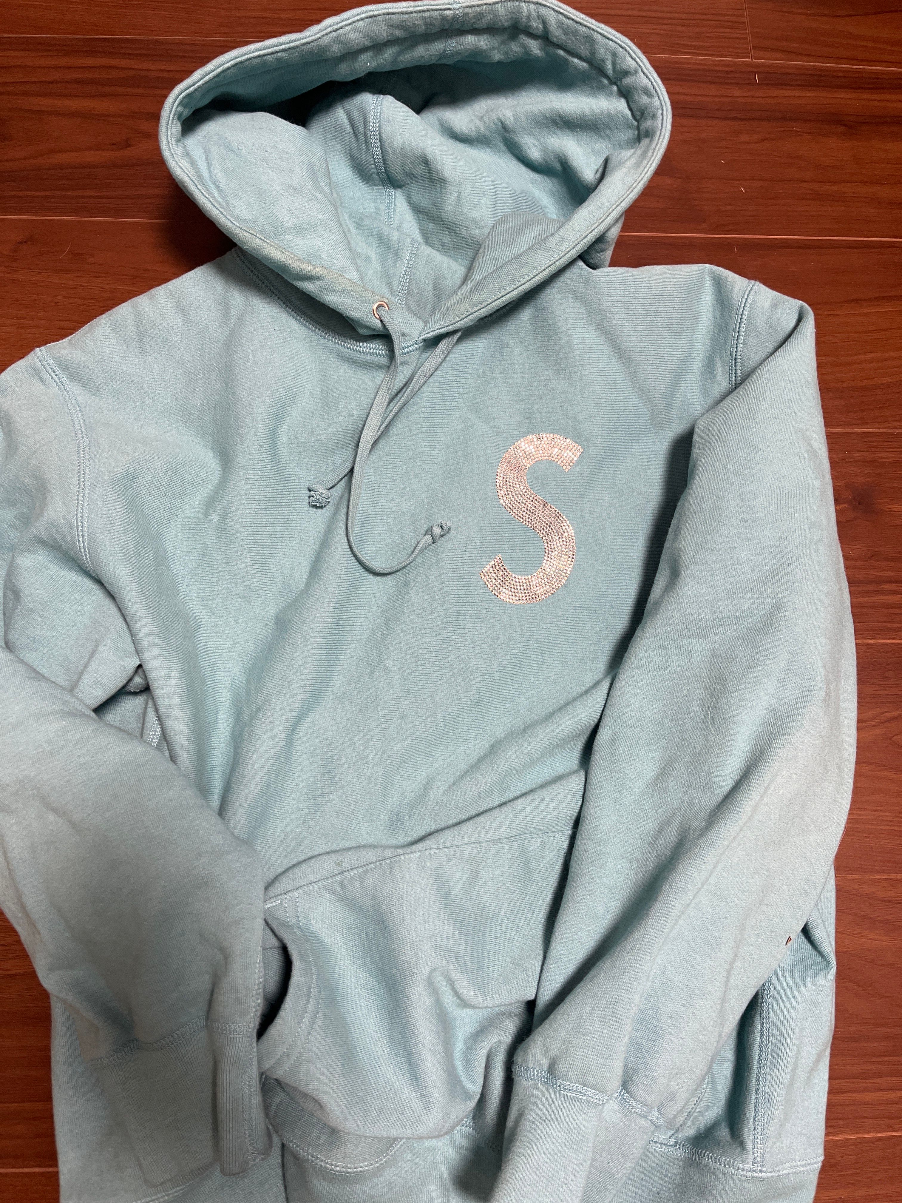 Supreme Swarovski® S Logo Hooded Sweatshirt "Light Aqua"