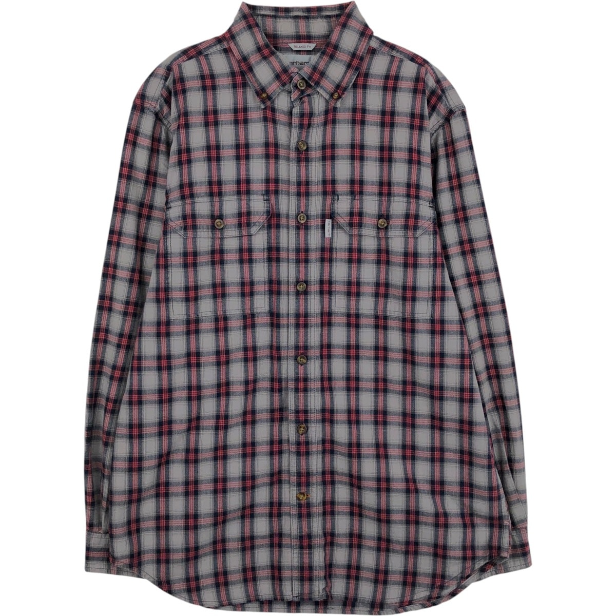 古着 カーハート Carhartt RELAXED FIT チェック柄 長袖 ボタンダウン ワークシャツ メンズM相当/eaa643826