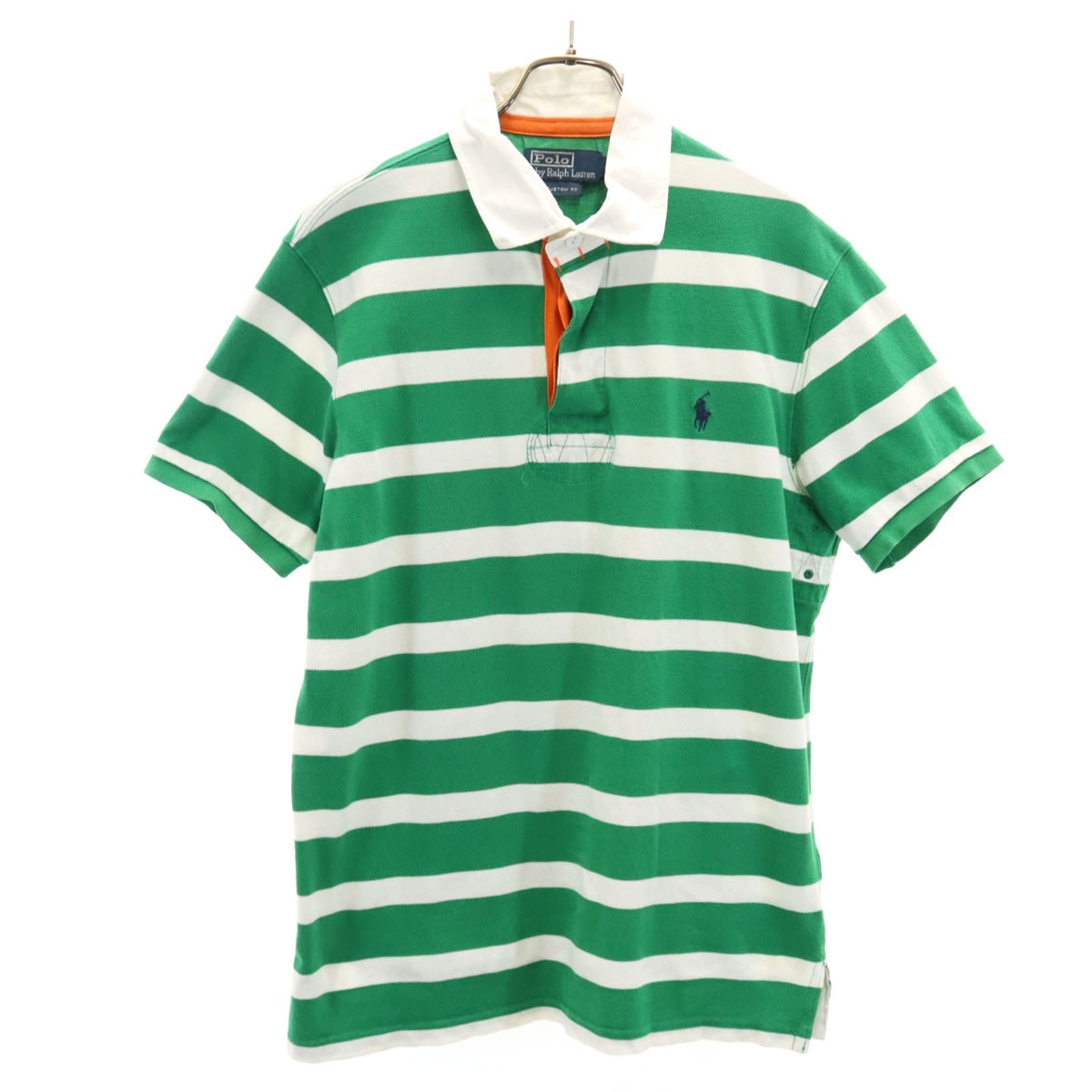 Polo by Ralph Lauren ポロバイラルフローレン ボーダー柄 半袖 カスタムフィット ポロシャツ L グリーン