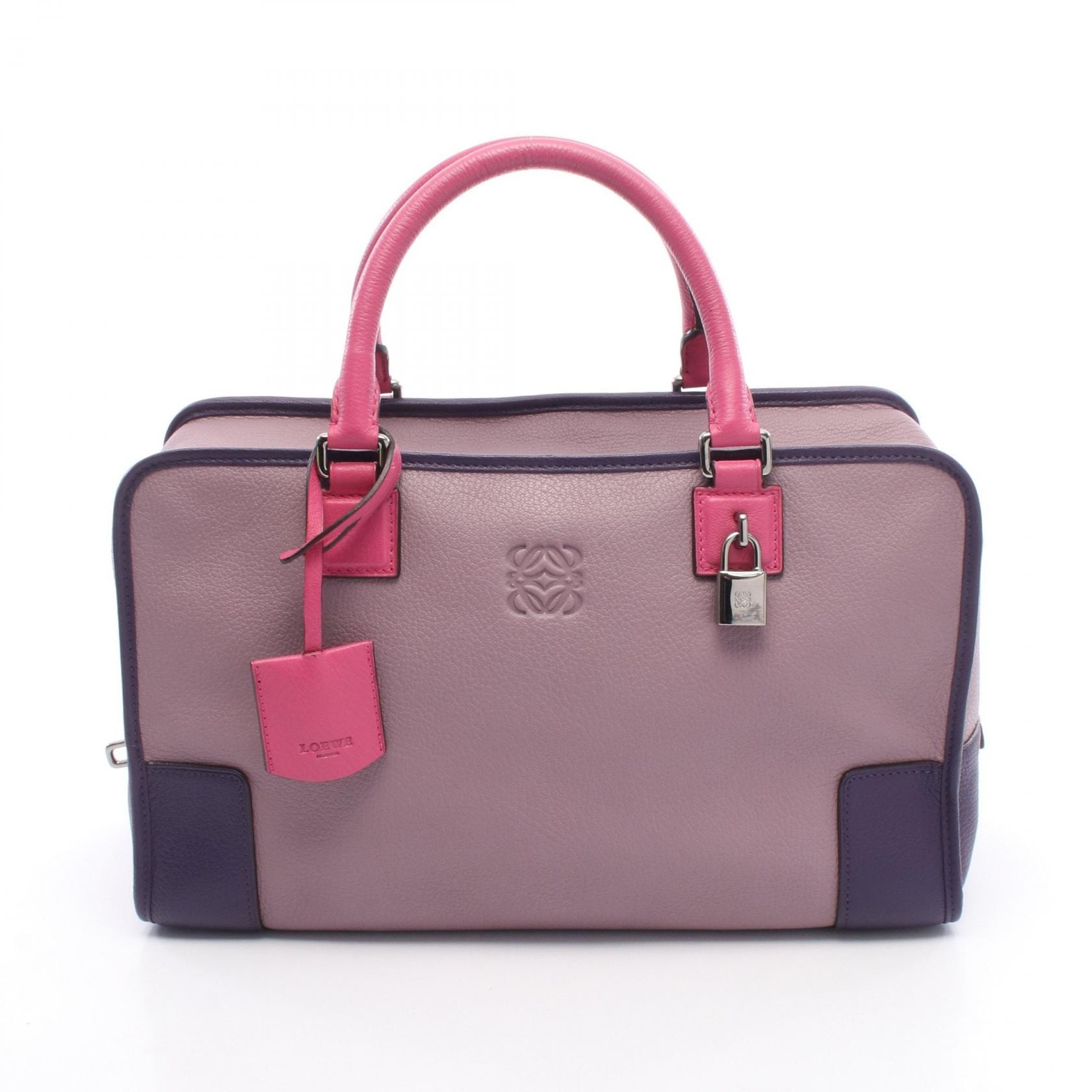 ロエベ LOEWE アマソナ35 ハンドバッグ バッグ レザー レディース パープル系 / ピンク系 【中古】