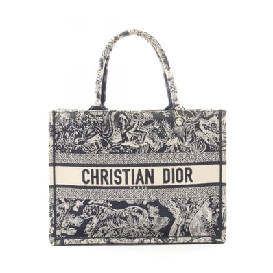ディオール Dior BOOK TOTE ブックトート ミディアム トートバッグ バッグ キャンバス レディース ホワイト系 / ネイビー系 M1296ZRGO 【中古】