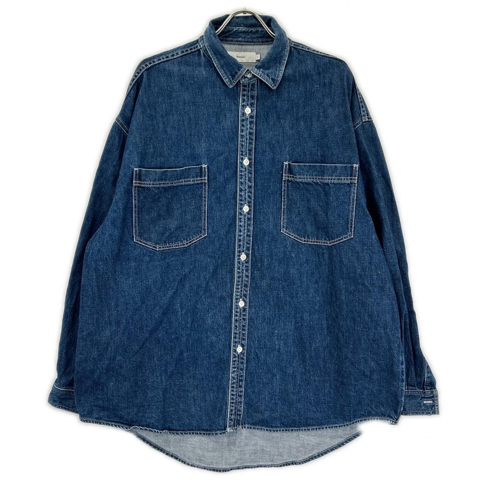 グラフペーパー GM211-50078B インディゴ コットン オーバーサイズ Denim Regular Collar Shirt 2