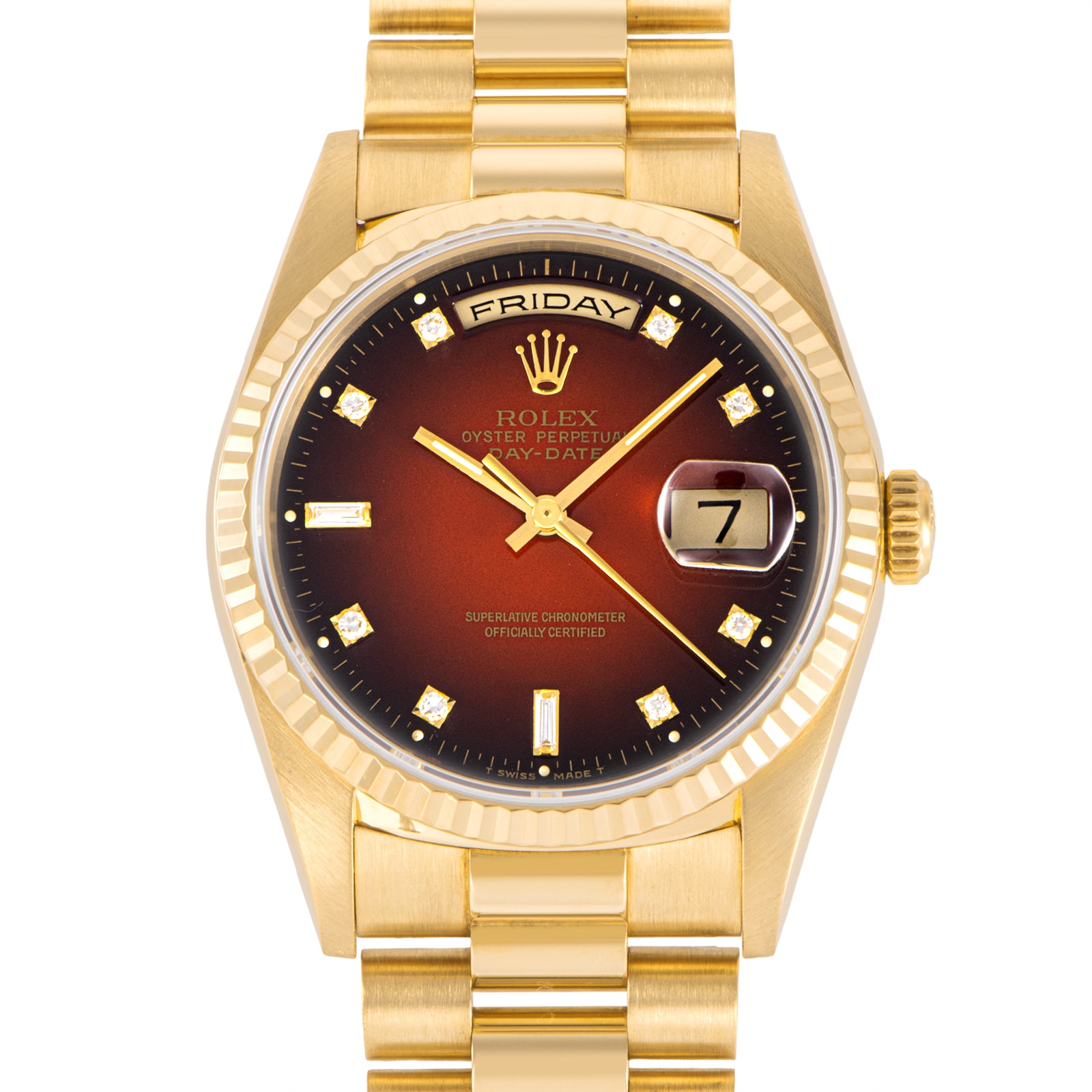 ROLEX ロレックス デイデイト 18238A E番 レッドグラデーション Tritium K18YG【中古】