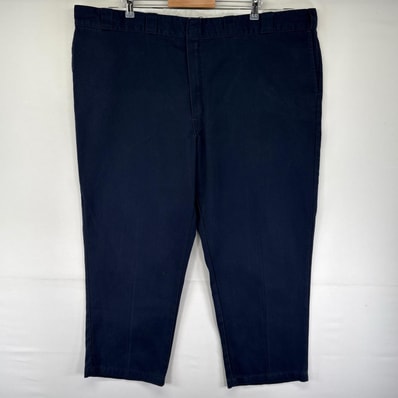 古着 ディッキーズ Dickies パンツ チノパン ストレート ジップ 874 大きいサイズ ワーク ワンポイント W50 L30 ネイビー系 メンズ