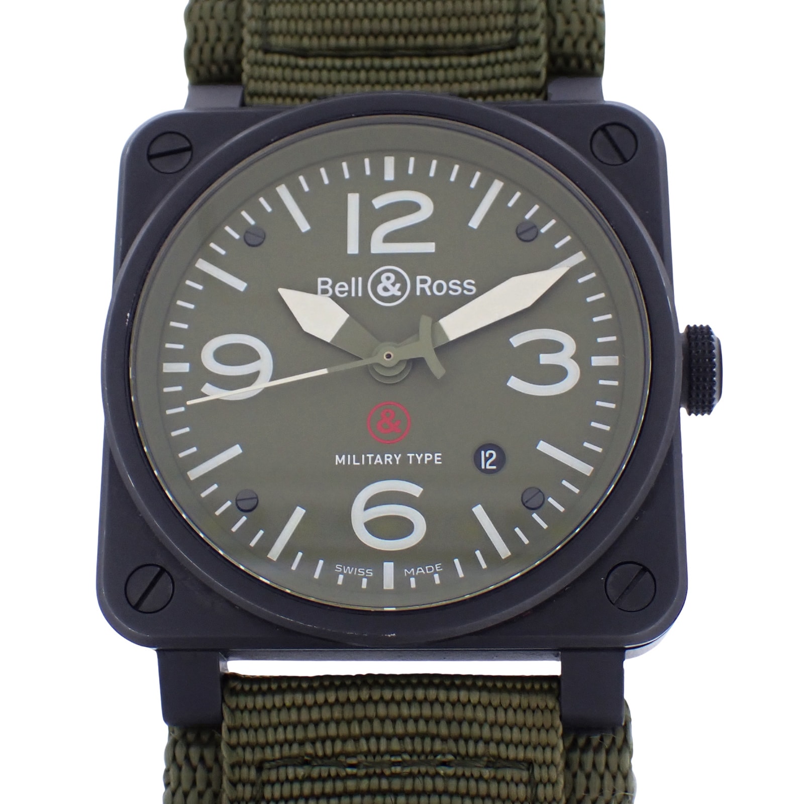 Bell&Ross ベル&ロス  ミリタリー デイト  BR03-92  カーキ  メンズ 腕時計