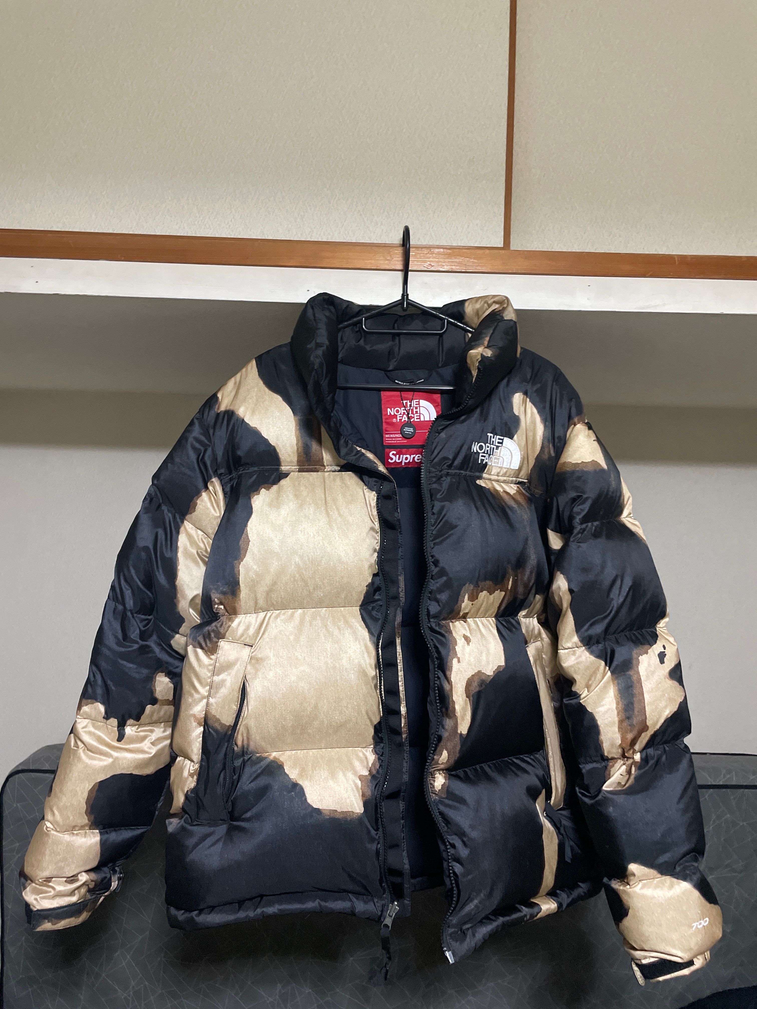 Supreme x The North Face Bleached Denim Print Nuptse Jacket "Black"