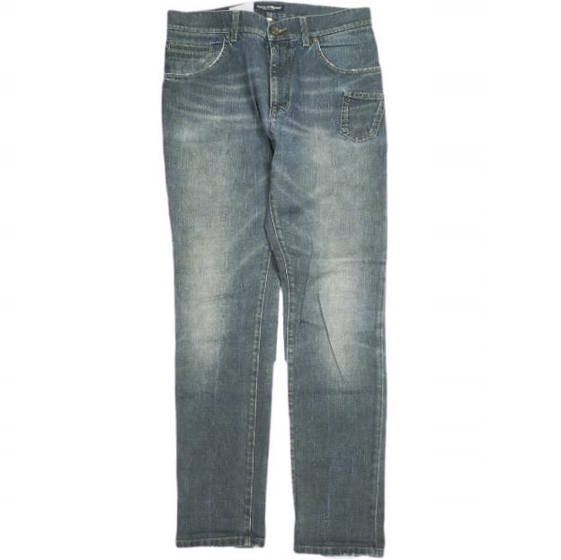 DOLCE&GABBANA ドルチェアンドガッバーナ イタリア製 ロゴプレート付き ストレッチデニムパンツ G3PWEP / G8J57 46 Indigo ジップフライ ジーンズ ボトムス g24281