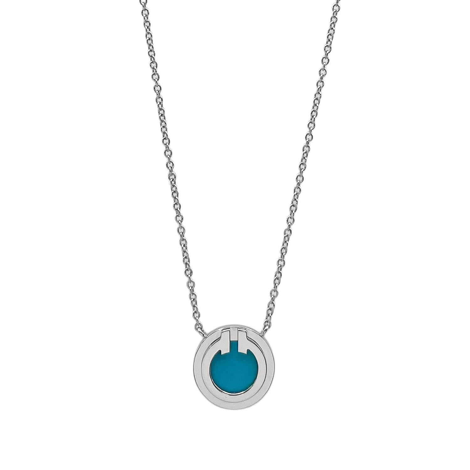 TIFFANY&Co. ティファニー Tサークル ネックレス
 ペンダント K18WG ターコイズ シルバー レディース
 【中古】