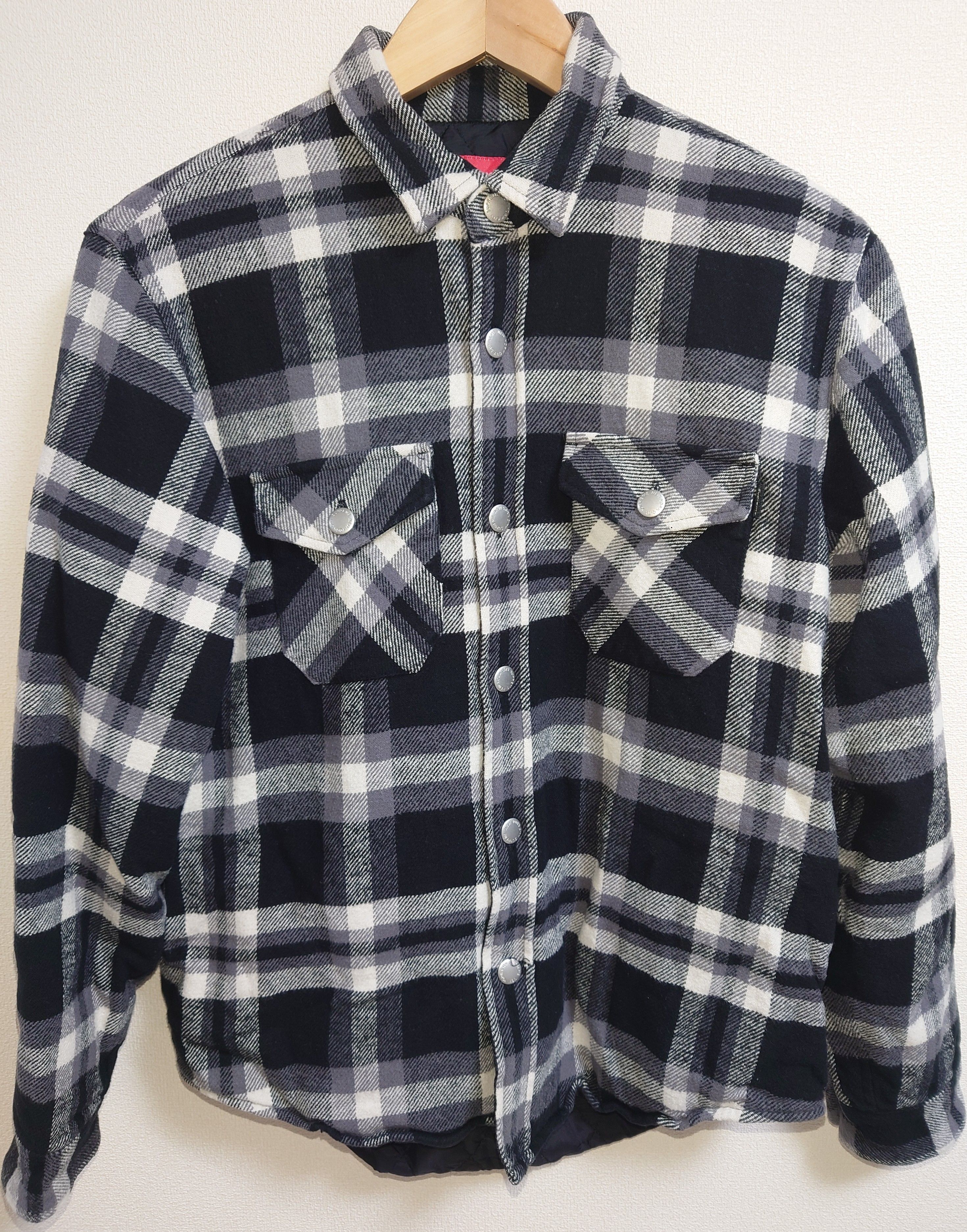Supreme Quilted Arc Logo Flannel Shirt "Black"
