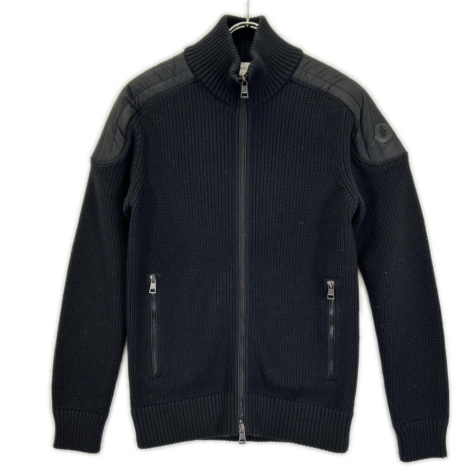 モンクレール ブラック MAGLIONE TRICOT 切替 CARDIGAN M